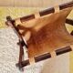 Foldable magazine rack in wood and jute fabric - brutalist