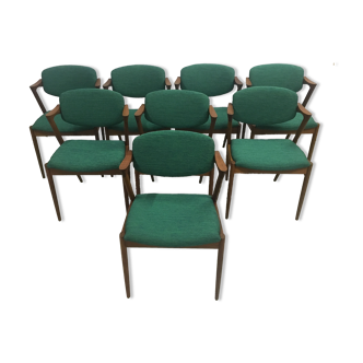 Set of eight restored dining chairs in teak Kai Kristiansen