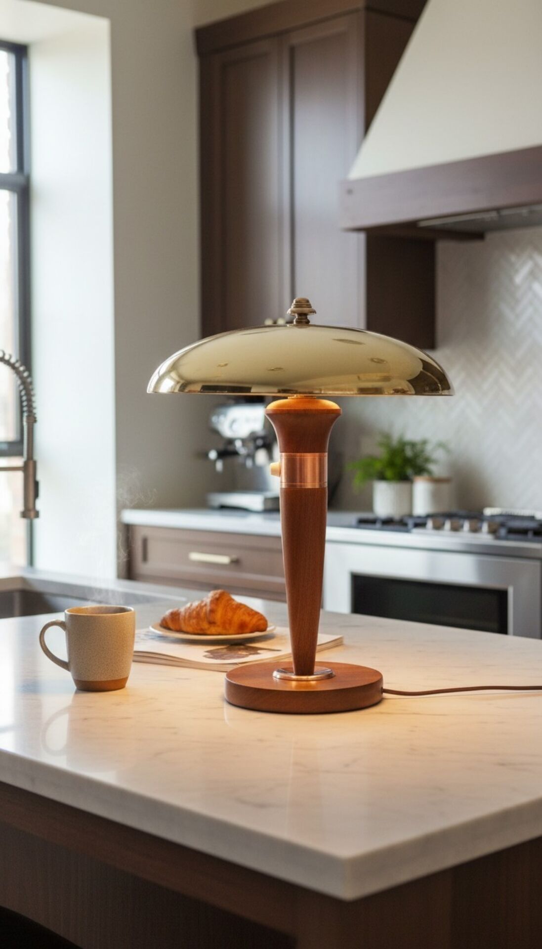 Lampe style Art Déco articulée - Bois et laiton - 1930