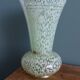 Green speckled glass vase from Clichy with gold threads.