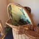 Large vintage 1970s frog magazine rack in rattan — Original fabric