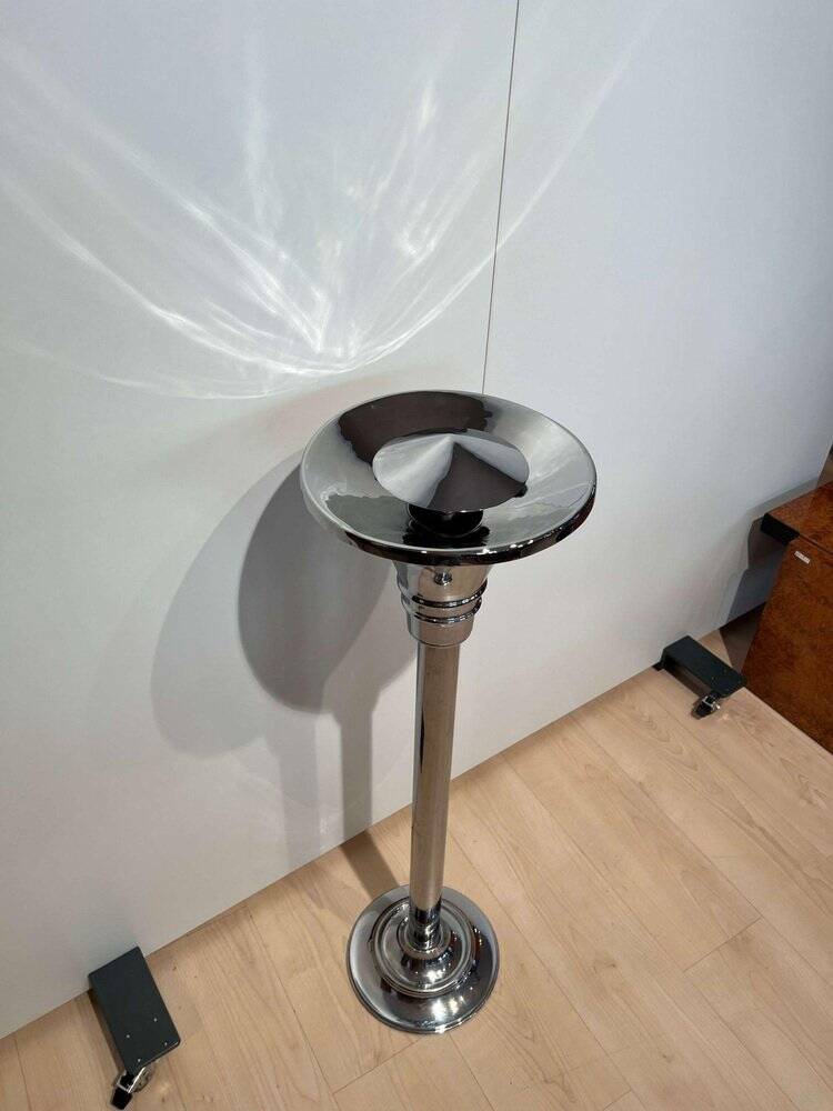 Art Deco Standing Ashtray in Polished and Chromed Metal, Switzerland, 1930