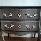 Commode patiné style Louis XV 2 tiroirs