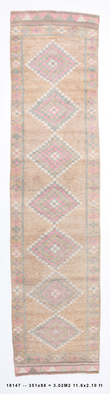 3x12 vintage oriental runner rug, 86x351cm