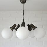 Vintage Wooden Rustic Sputnik / Copper Hanging Lamp /  Chandelier 1970's