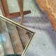 Vintage golden metal rolling dessert trolley