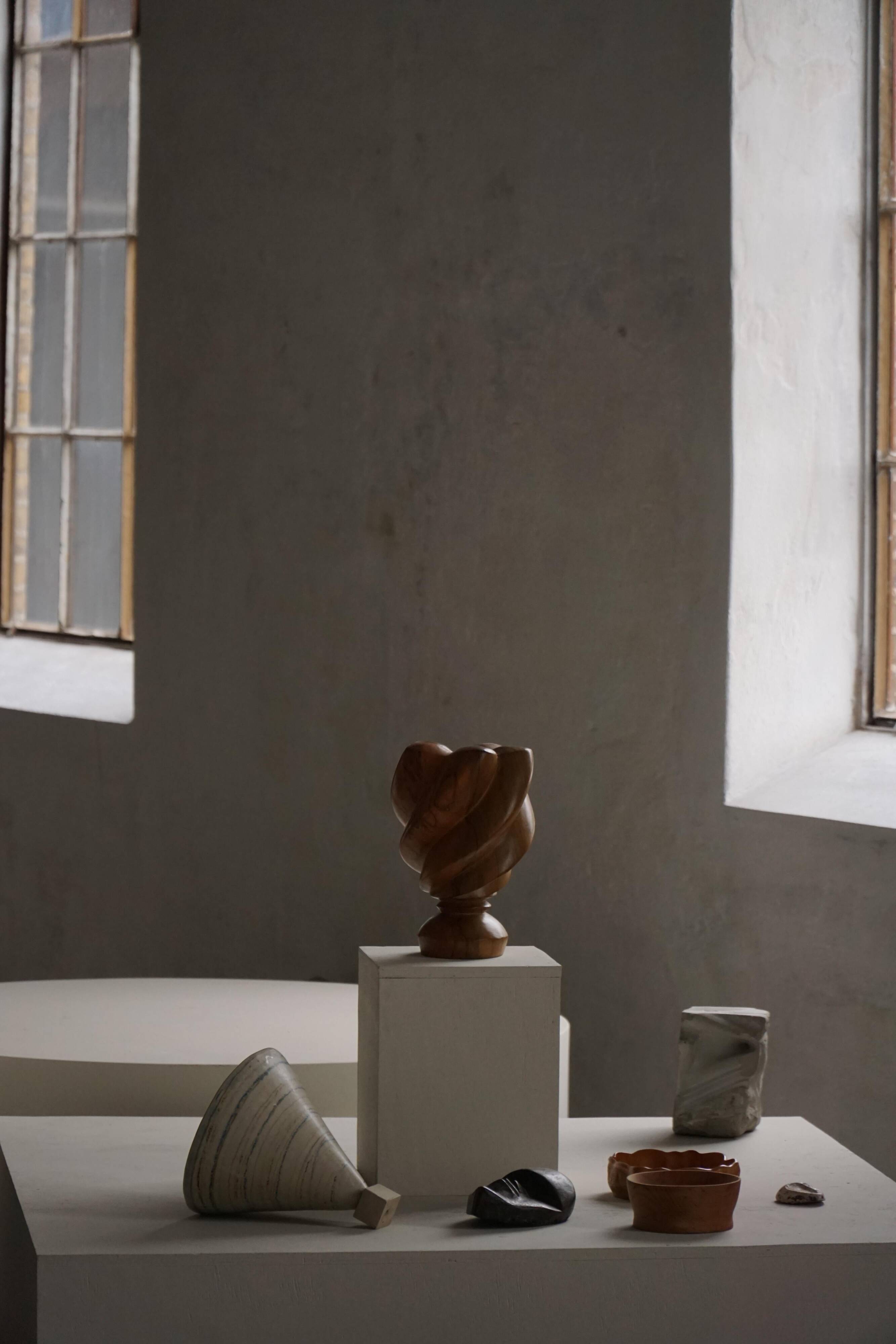 Scandinavian decorative wooden vase from the mid-20th century, 1960s.