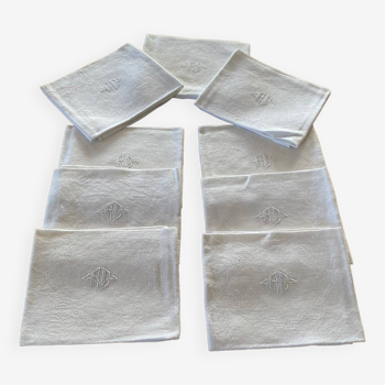 9 serviettes monogramme RC