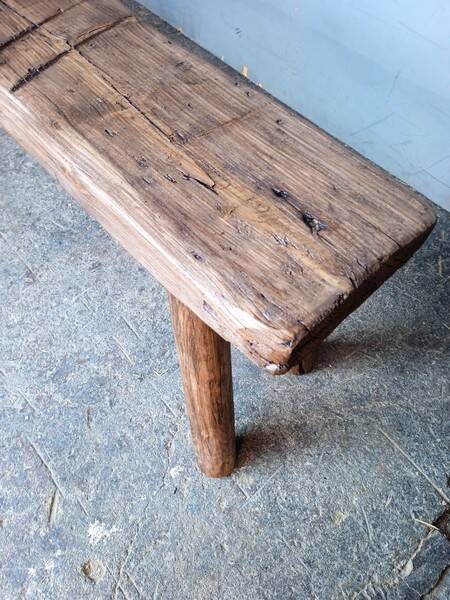 Bench 120 cm old patinated solid wood