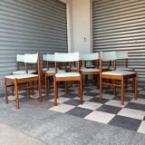 Set of 10 Baumann chairs in aqua green