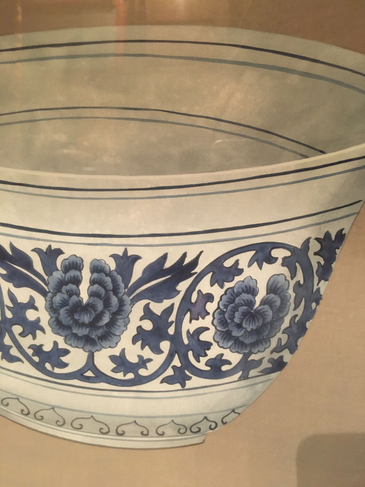 Ming blue and white pottery, hand-painted.