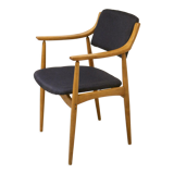 Chaise scandinave 1960 accoudoirs incurvés
