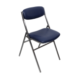 Chaise pliable skaï bleu pieds chromés
