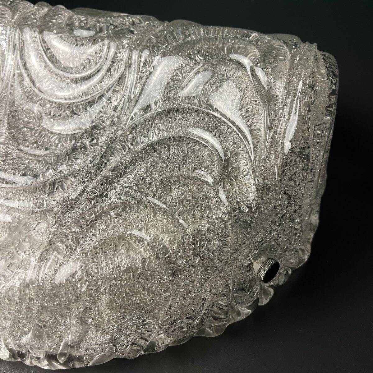 Large frosted glass ceiling lamp attributed to J.T. Kalmar, Austria, 1960s.