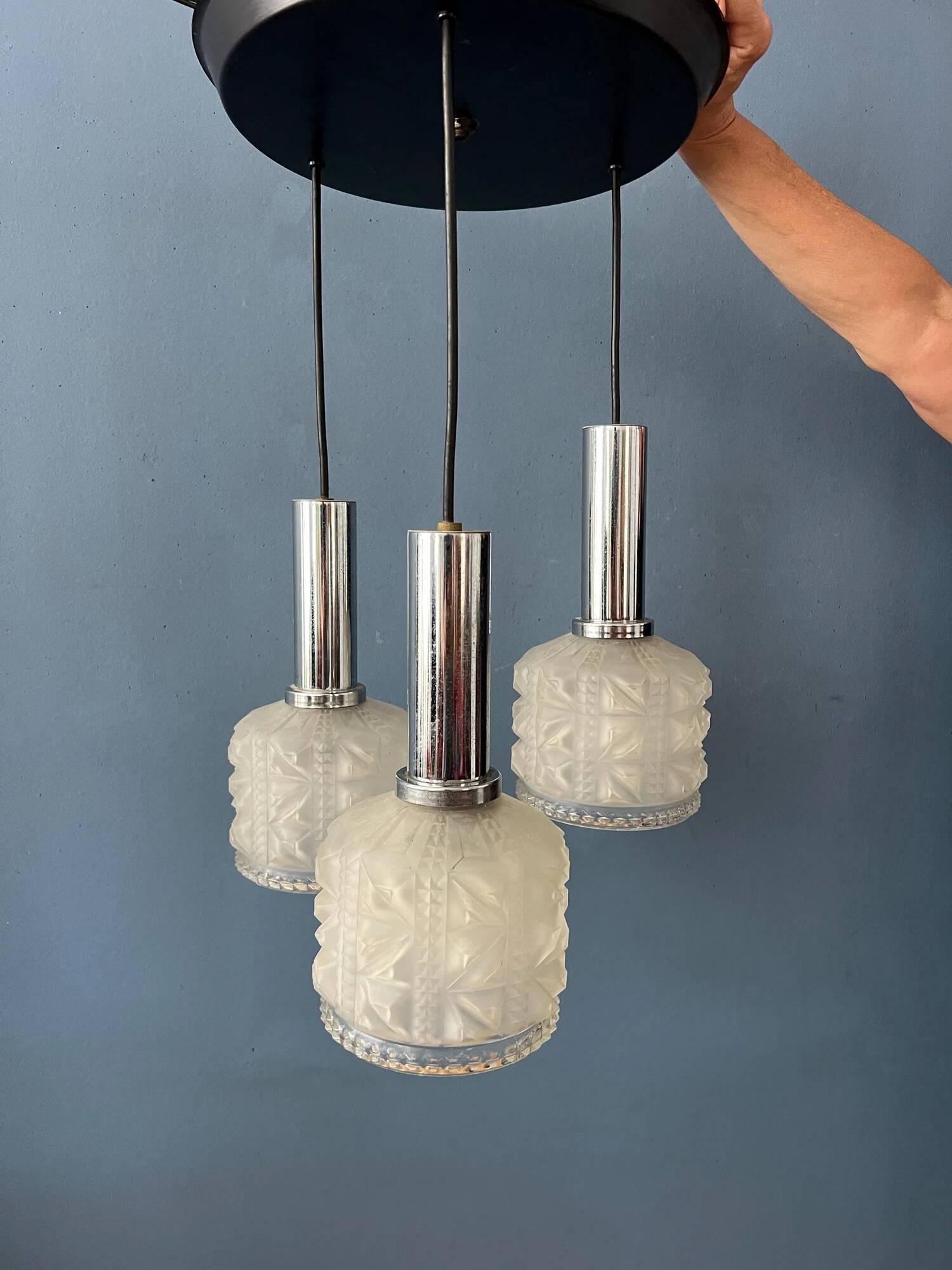 Vintage Frosted Glass Cascade Pendant Light