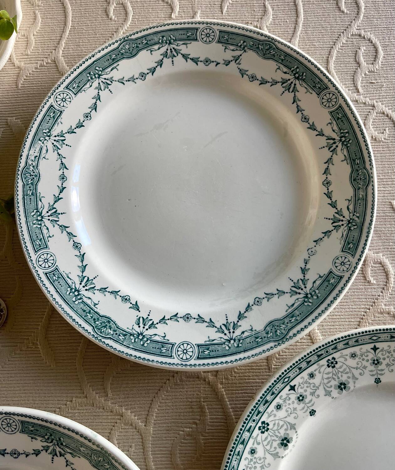 5 antique ironstone plates from Moulin des Loups.