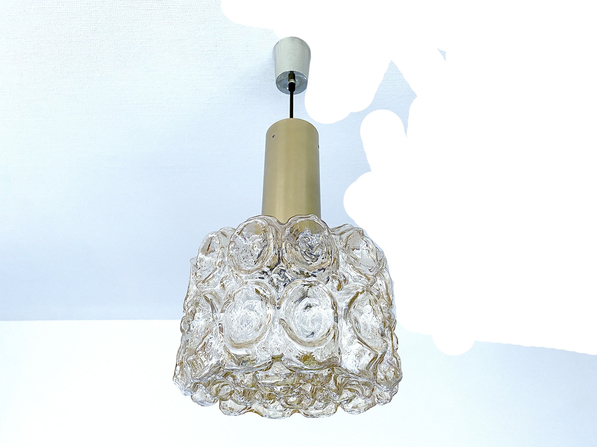 Vintage Pendant Lamp Limburg, Brass & Glass, 70s