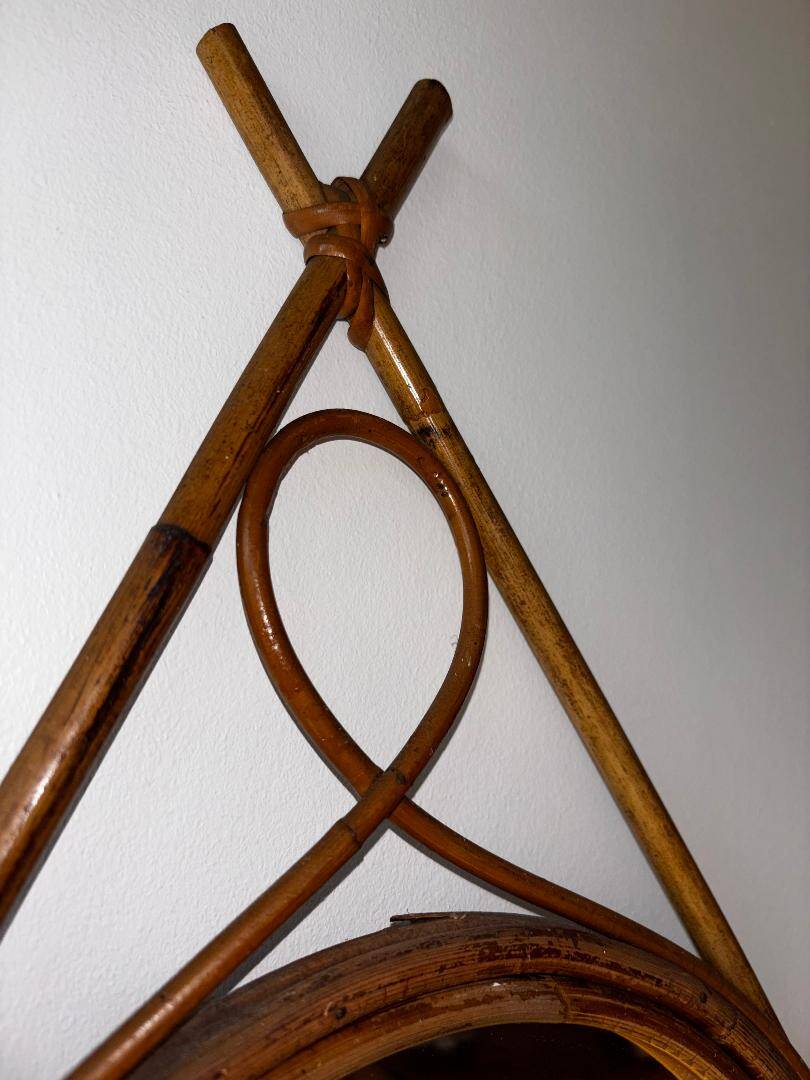 Vintage bamboo and rattan mirror – 1950s