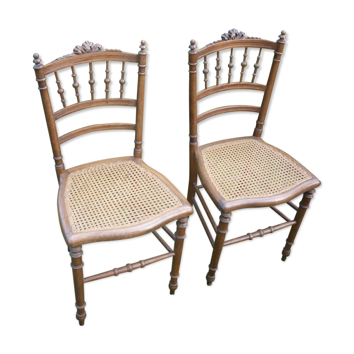 2 chairs wood and canage style Louis XVI