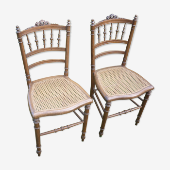 2 chaises bois et cannage style Louis XVI