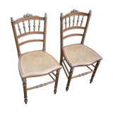 2 chairs wood and canage style Louis XVI