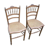 2 chairs wood and canage style Louis XVI