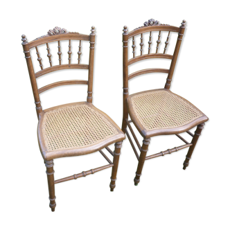 2 chairs wood and canage style Louis XVI