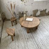 Circular elm coffee table from the 1950s