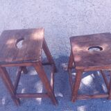 Two vintage wooden stools