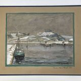 Pencil drawing enhanced with gouache by R Leparmentier (1895-1975)