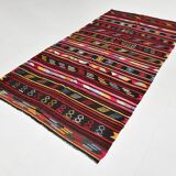 Burgundy Red Modern Pattern Kilim Rug, 162x313Cm