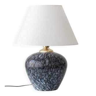 Venini Murano Glass Table Lamp, Black and White Spotted, Italy, circa 1970s