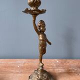 Old candlestick candlestick cherub in bronze