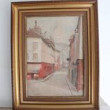 R. Joly "Rue Norvins in Montmartre with a view of the Sacré-Cœur" oil on canvas