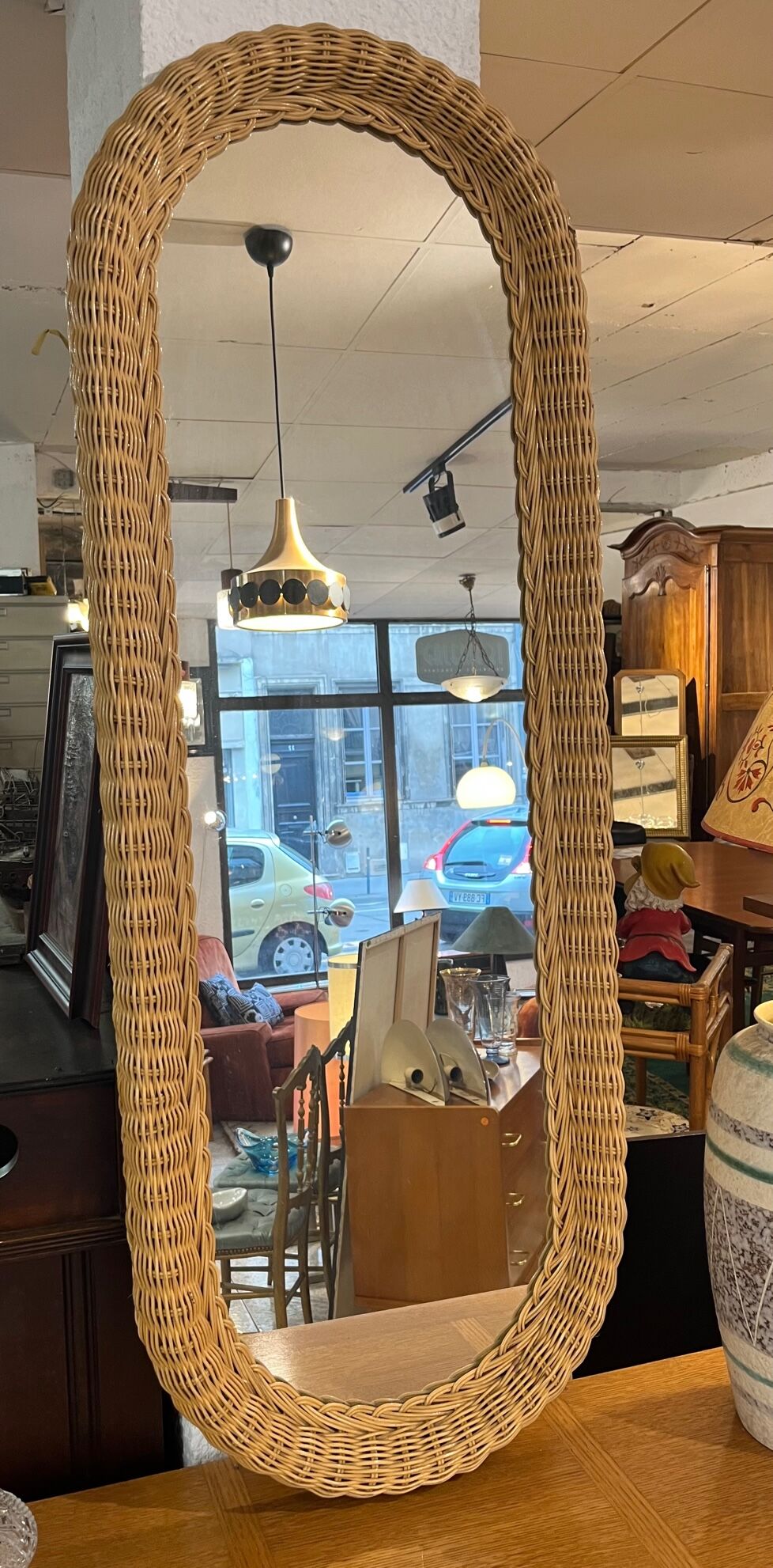 large wicker mirror