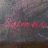Painting HST "Landscape with the animated river" signed P. Belmont (to be restored) XIX°