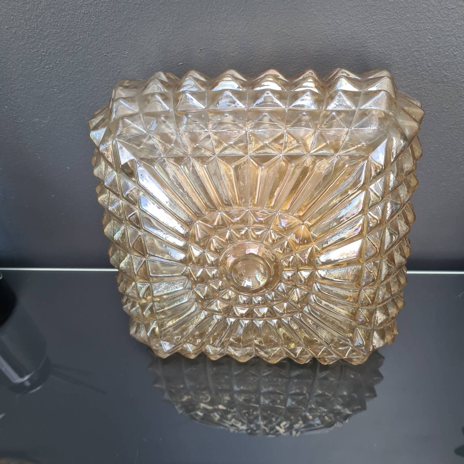Square glass ceiling light: vintage
