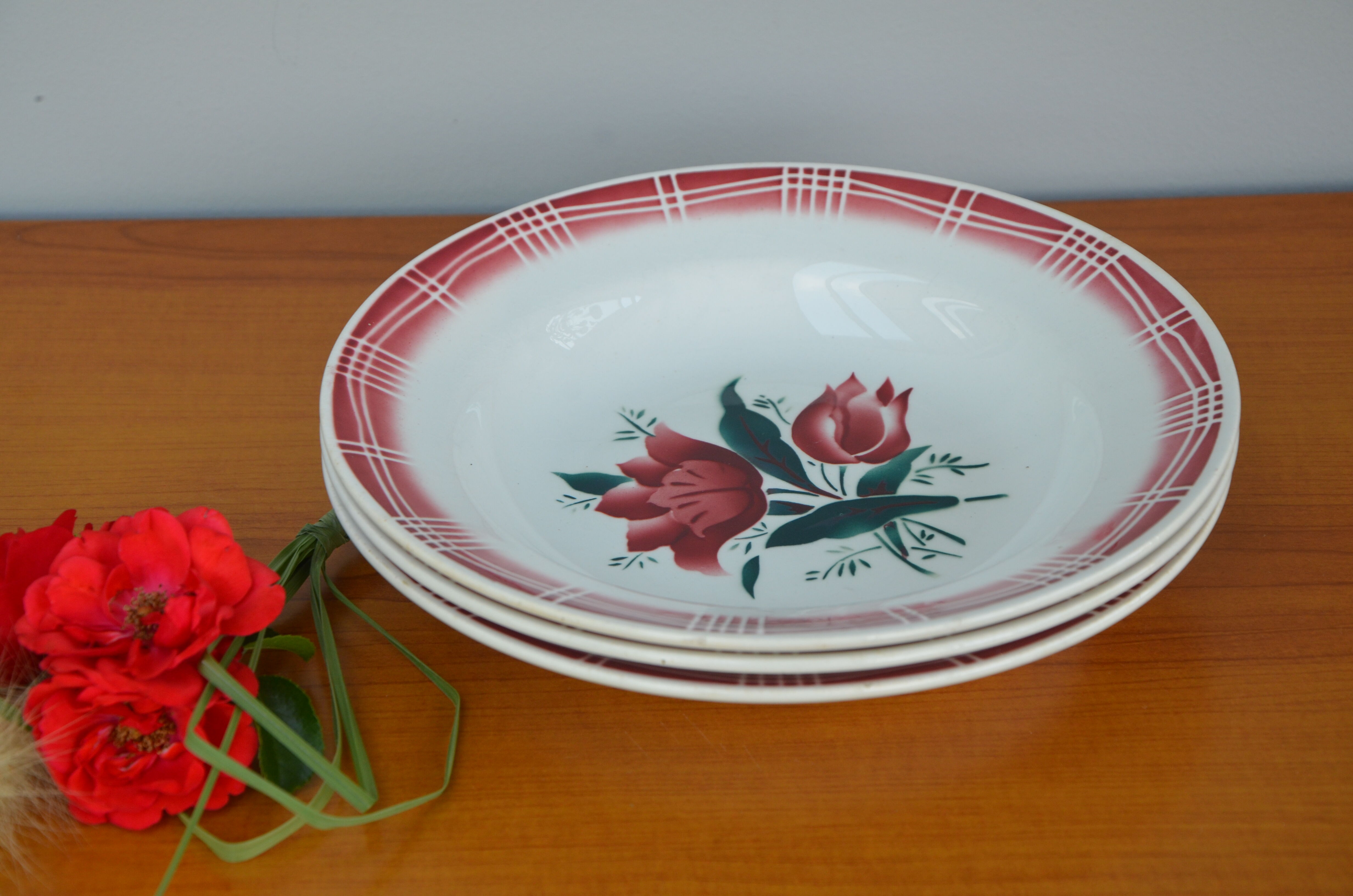 Set of 3 Saint Amandinoise soup plates