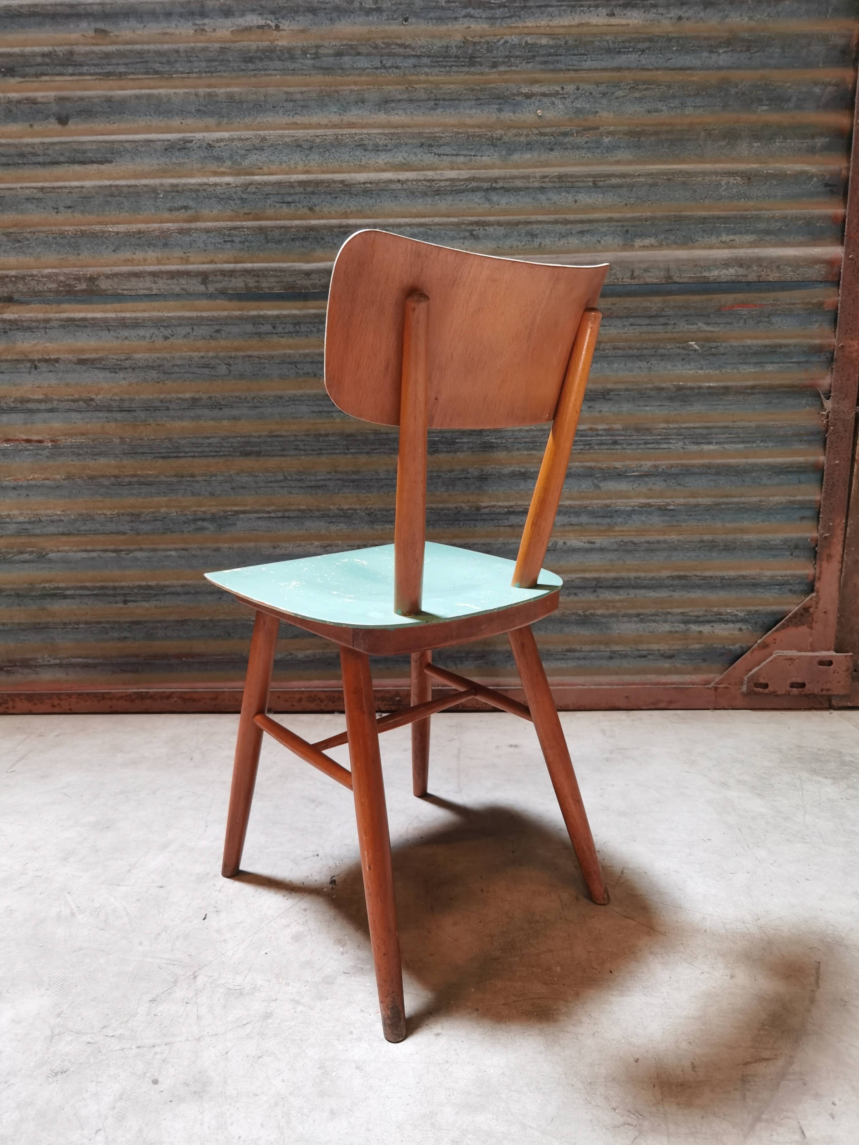 Chair ton light blue wood czech republic 1960
