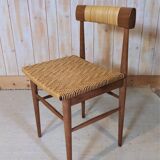 Lit et chaise bois et rotin