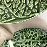 Soup tureen and green cabbage dish in barbotine