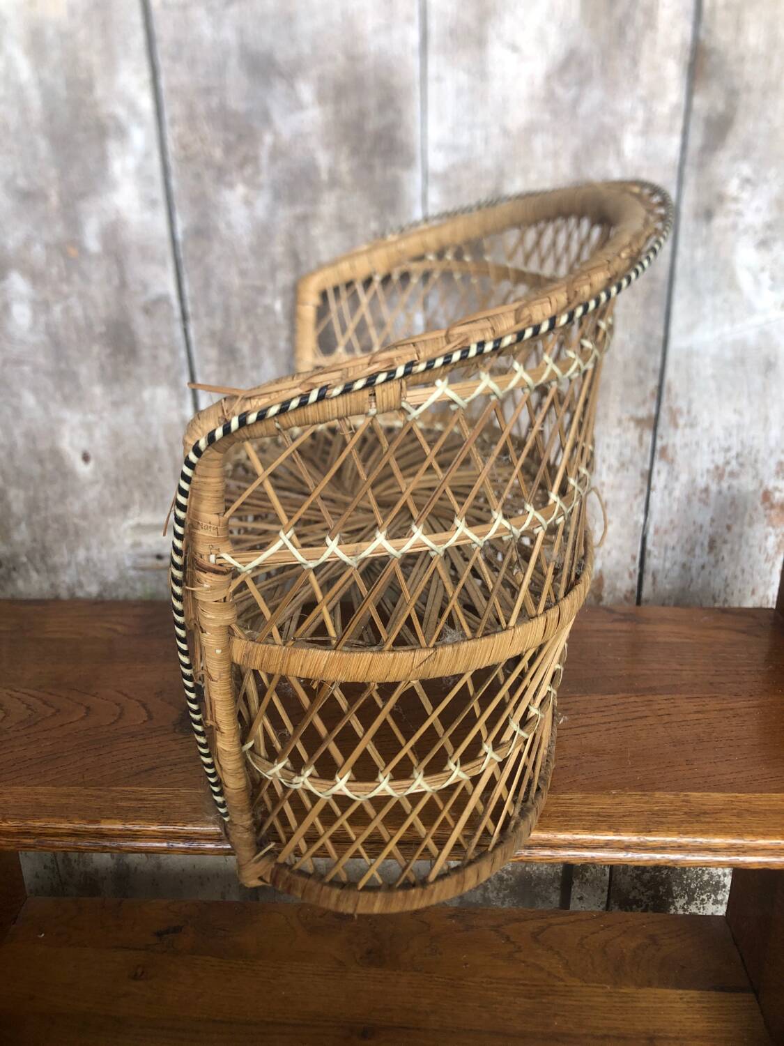 Lot of old sofa + armchair Emmanuelle style woven wicker vintage doll