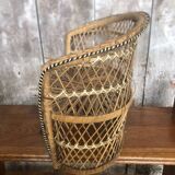 Lot ancien canapé + fauteuil style emmanuelle osier tressé poupée vintage