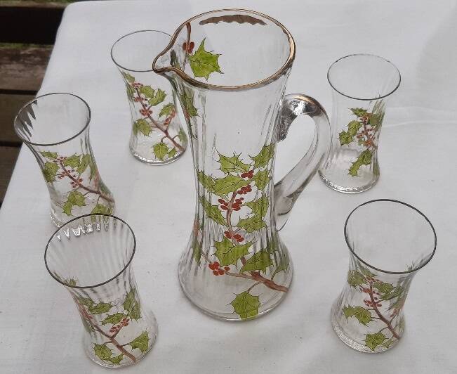 Art Nouveau service, enamelled glass, early 20th century