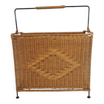 Wicker magazine rack / Newspaper rack/vintage