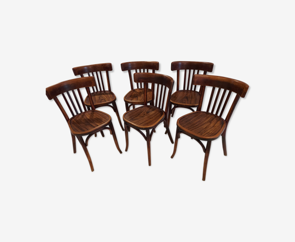 Suite de 6 chaises de bistrot Baumann années 1930