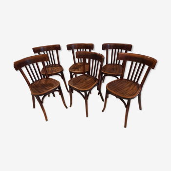 Suite of 6 chairs from Bistrot Baumann 1930s