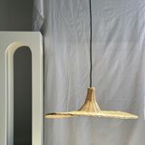 Small suspension, rattan luminaire in hat shape D:60cm