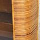 Vintage Glass Wall Shelf in Wood and Rattan, Rounded Corners