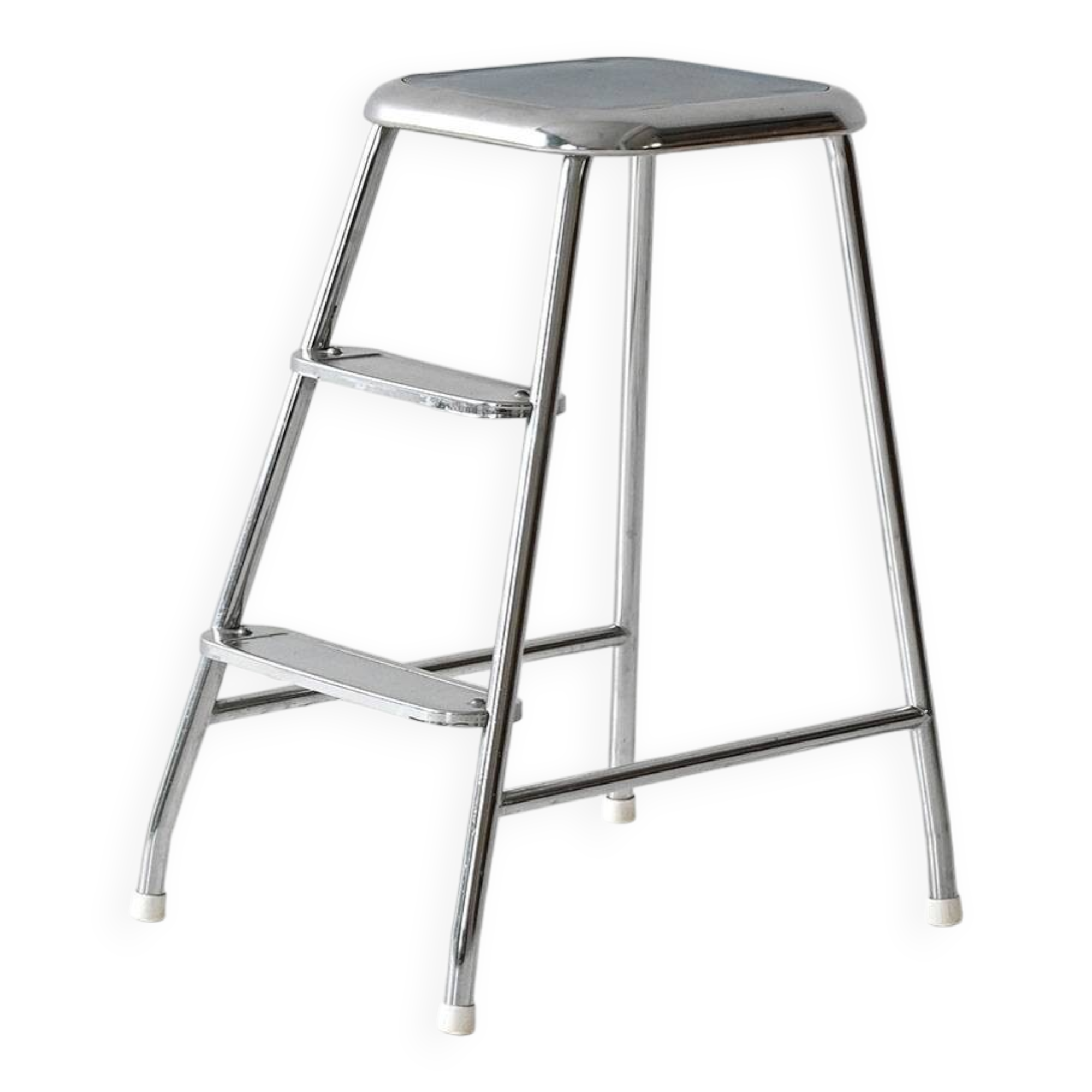 Vintage Scandinavian step stool in steel and formica